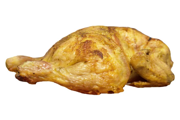 Delizioso Pollo Arrosto Intero Sfondo Bianco — Foto Stock