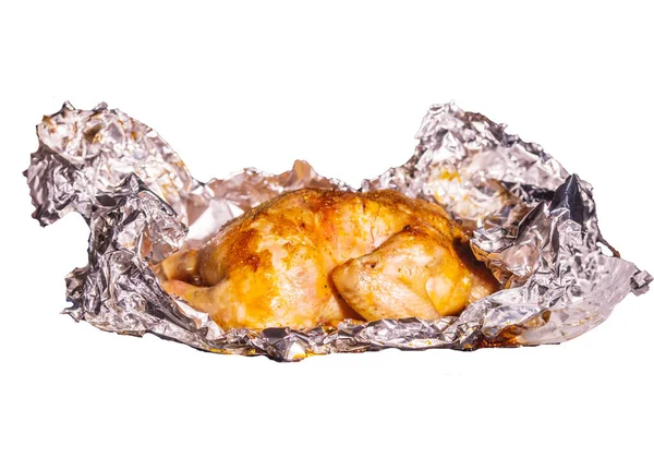 Delizioso Pollo Grigliato Steso Foglio Isolato Sfondo Bianco — Foto Stock