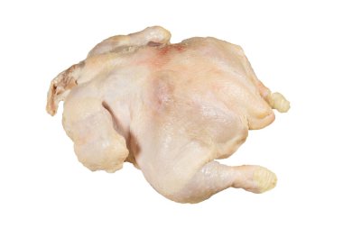 Çiğ tavuk. Beyazda izole edilmiş.