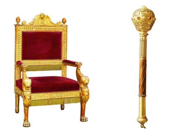 Kraliyet tacı tahtı altın izole