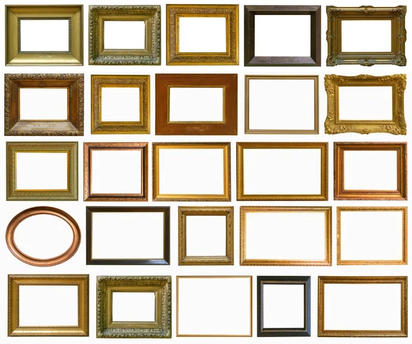 Gold Antiker Bilderrahmen Isoliert Auf Weißem Hintergrund — Stockfoto
