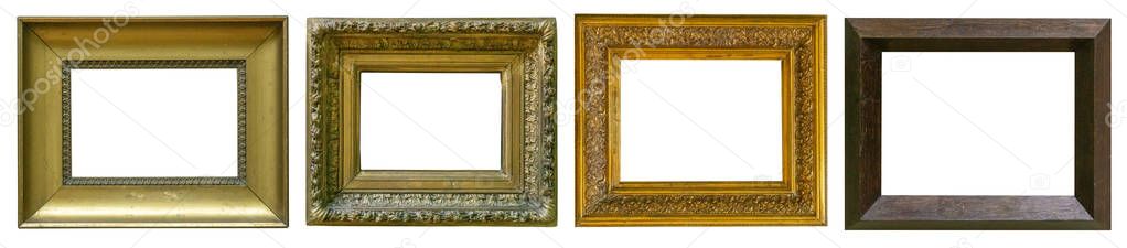 gold antique picture frame isolated on white background