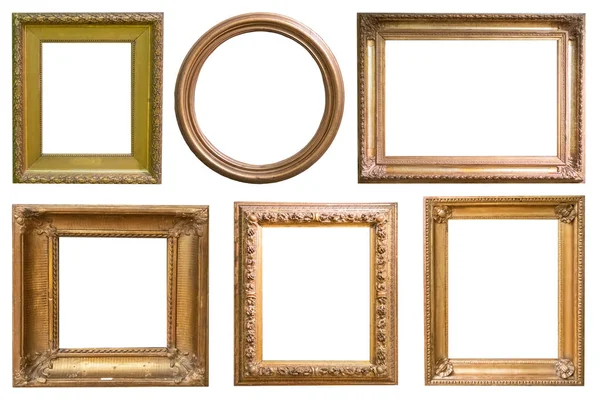 Beyaz arka planda izole antika resim çerçeveleri seti