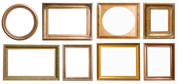Set Antique Picture Frames Isolated White Background — Stock Photo, Image