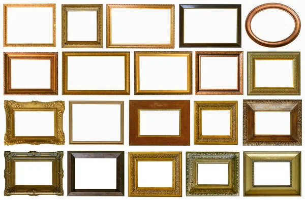 Frames Schilderijen Gouden Antieke Oudheid Collectie Geïsoleerd Museum — Stockfoto