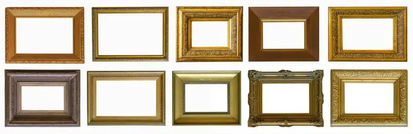 Frames Paintings Gold Antique Antiquity Collection Isolated Museum — Stock Photo, Image