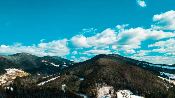 Karpaten Gebirgspanorama Winter Luftaufnahme Schöne Aussicht — Stockfoto