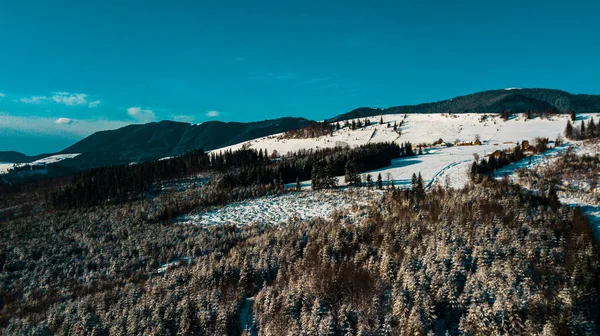 Karpaterna Berg Vinter Bergskedja Antenn Fotografi Panorama — Stockfoto