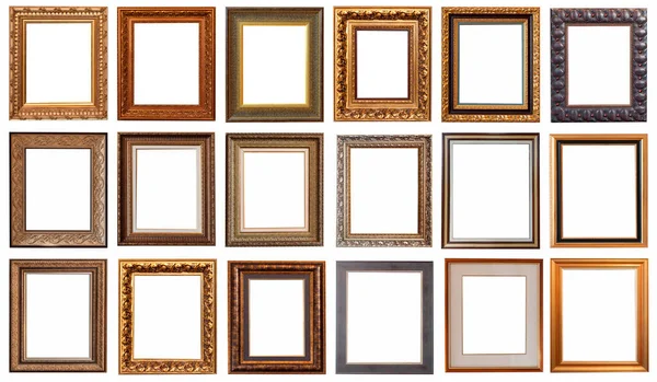 Frames Baguettes Gold Silver Set Isolated White Background Pattern — Stock Photo, Image