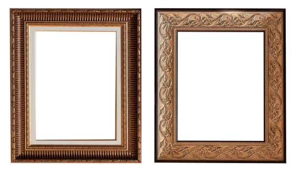 Frames Baguettes Goud Zilver Set Geïsoleerd Witte Achtergrond Patroon — Stockfoto