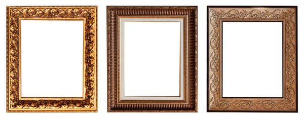 Frames Baguettes Goud Zilver Set Geïsoleerd Witte Achtergrond Patroon — Stockfoto