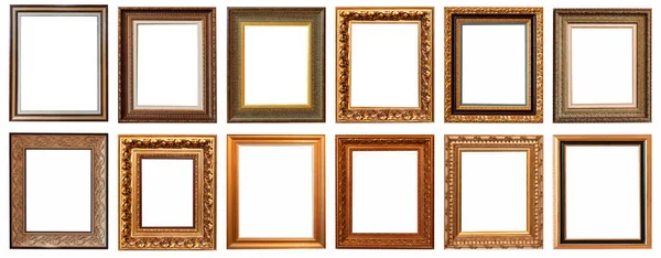 Frames Baguettes Goud Zilver Set Geïsoleerd Witte Achtergrond Patroon — Stockfoto