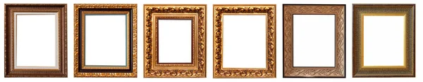 Frames Baguettes Goud Zilver Set Geïsoleerd Witte Achtergrond Patroon — Stockfoto