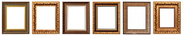 Frames Baguettes Gold Silver Set Isolated White Background Pattern — Stock Photo, Image