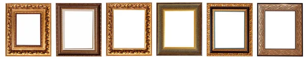 Frames Baguettes Goud Zilver Set Geïsoleerd Witte Achtergrond Patroon — Stockfoto