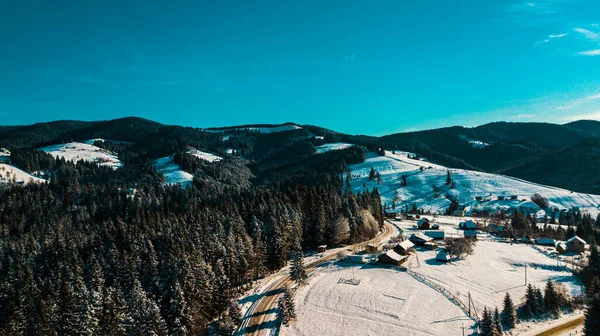 Karpaten Winter Gebirge Luftaufnahme Panorama — Stockfoto