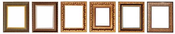 Frames Baguettes Goud Zilver Set Geïsoleerd Witte Achtergrond Patroon — Stockfoto