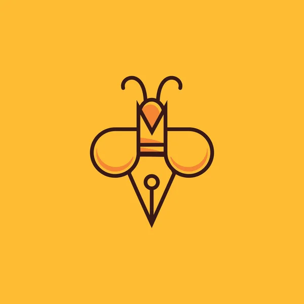 Diseño Del Logo Abeja Escritor Inspiración — Archivo Imágenes Vectoriales