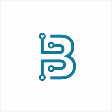 B / harfi logo tasarım şablonu, Teknoloji soyut vektör logosu
