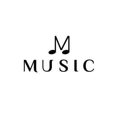Music Letter logo şablonu. M. Vector İllüstrasyon Mektubu