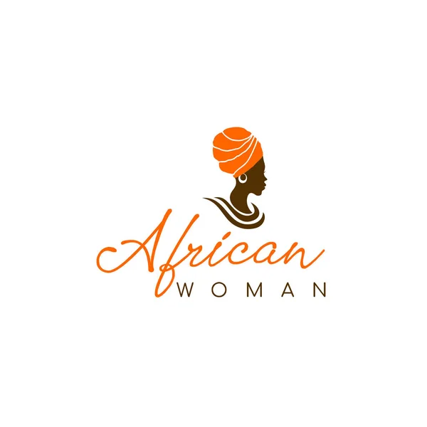 Güzel Afrikalı Kadın Logosu — Stok Vektör