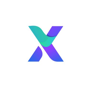 İlk harf X eğrisi gradyan renkli parlaklık logosu tasarımı