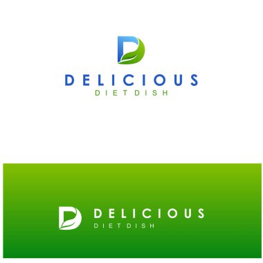 Lezzetli, Diyet, Tabak için Konoha logosu tasarımı ile modern Zarif Baş harfi D