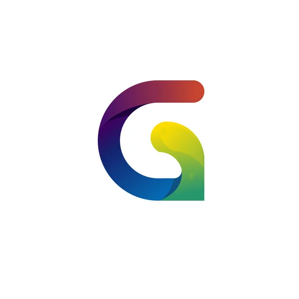 Letra Mayúscula Inicial Logotipo Redondeado Curva Degradado Vibrante Colores Brillantes — Vector de stock