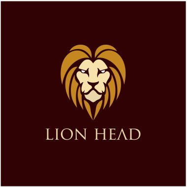 Aslan başlı logo tasarımı ve çarpıcı bir yüz vektör şablonu çizimi