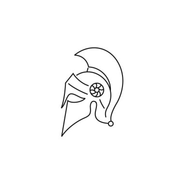 Spartalı Savaşçı Miğferi, Moda Çizgisi Sanat Logosu Tasarımı.