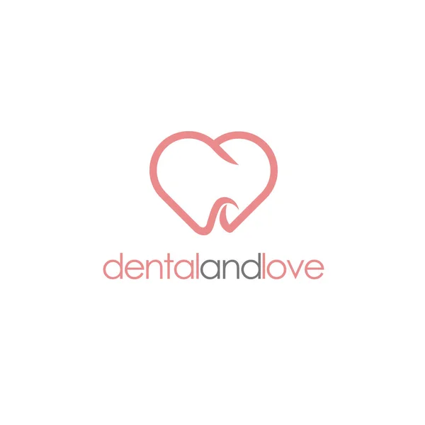 Dentes Dentista Odontologia Dentária Coração Amor Logotipo Design Inspiração — Vetor de Stock