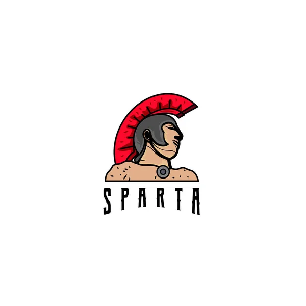 Sparta Hoofd Helm Logo Ontwerp Vector Illustratie — Stockvector