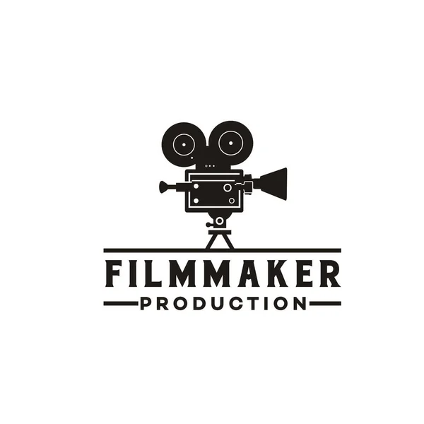 Diseño Logotipo Cámara Vídeo Vintage Para Producción Cine Cine — Vector de stock