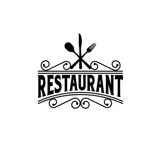 Luksusowa Łyżka Widelec Nożem Restauracji Bar Bistro Vintage Retro Logo — Wektor stockowy