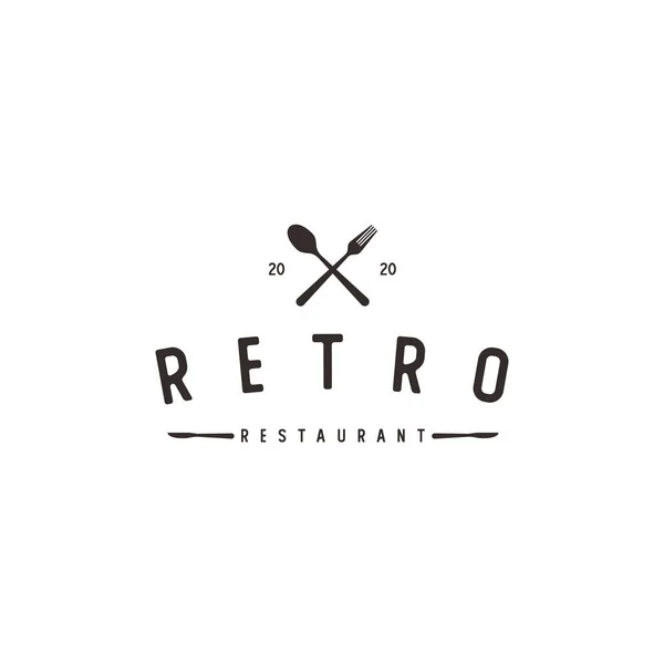 Kreuzlöffel Gabel Vintage Retro Restaurant Logo Design — Stockvektor