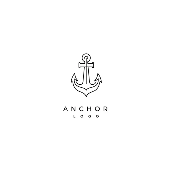 Simple Mono Line Art Anchor Boat Ship Diseño Logotipo Náutico — Archivo Imágenes Vectoriales