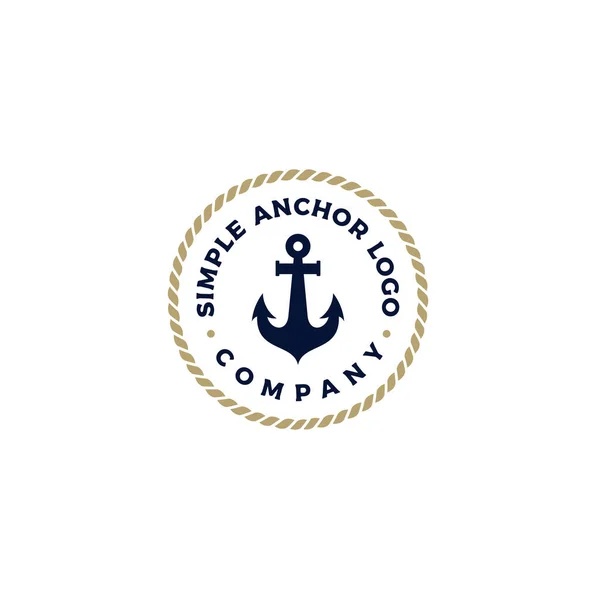 Anchor Silhouette Rope Vintage Ρετρό Σήμα Σφραγίδα Marine Logo Design — Διανυσματικό Αρχείο