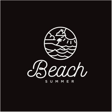 Basit dairesel çizgiler sanat plajı ve deniz logosu tasarımı ilham verici.
