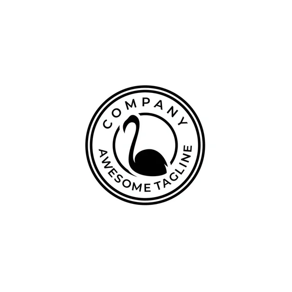 Flamingo Stamp Badge Logo Design Vector — Stock Vector