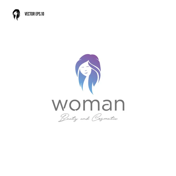 Güzel Kadın Güzel Kadın Cilt Bakımı Terapi Salonu Kozmetik Logosu — Stok Vektör