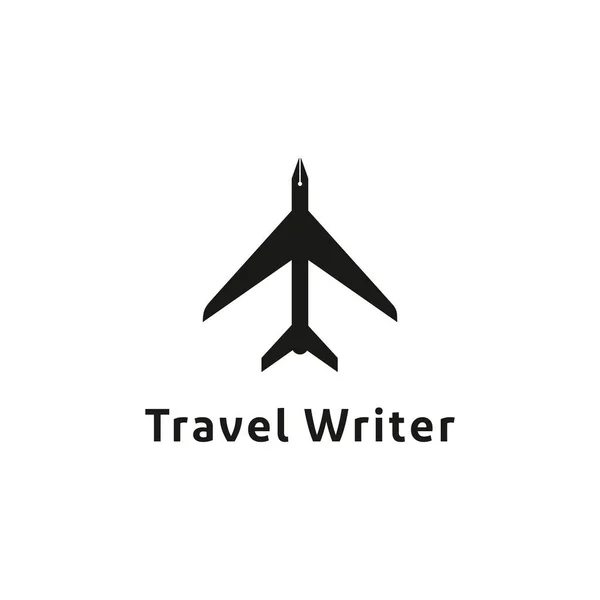 Feder Und Flugzeug Als Negatives Space Logo Design Für Reise — Stockvektor