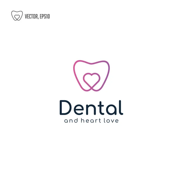 Dente Coração Inspiração Design Logotipo Dental — Vetor de Stock
