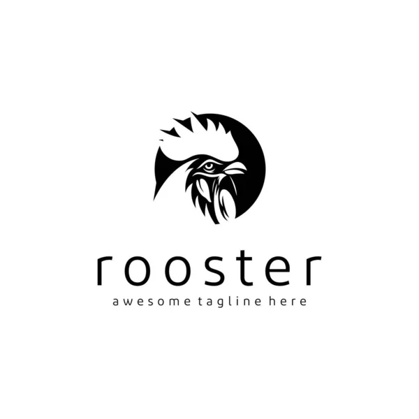 Vintage Vector Rooster Head Logo Design — Stock Vector