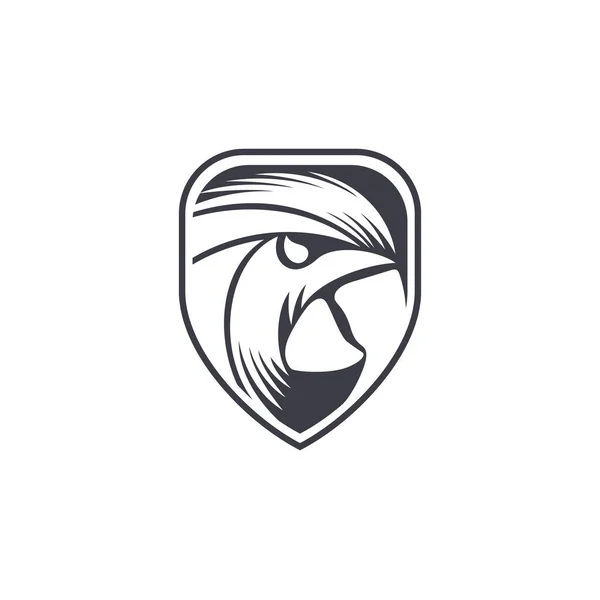 Escudo Seguridad Con Diseño Logo Pájaro Loro — Archivo Imágenes Vectoriales