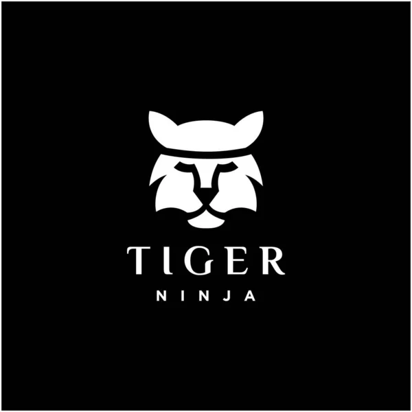 Ninja Tiger Eenvoudige Tijgergezicht Logo Ontwerp Met Het Concept Van — Stockvector