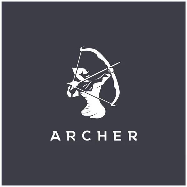 Modèle Conception Logo Archer Vecteur Logo Illustration Tir Arc — Image vectorielle
