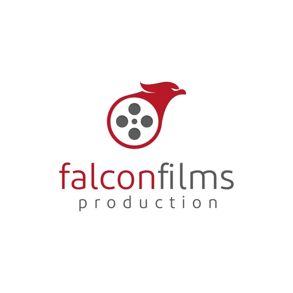 Cine Rollo Película Con Diseño Logotipo Cabeza Águila — Vector de stock