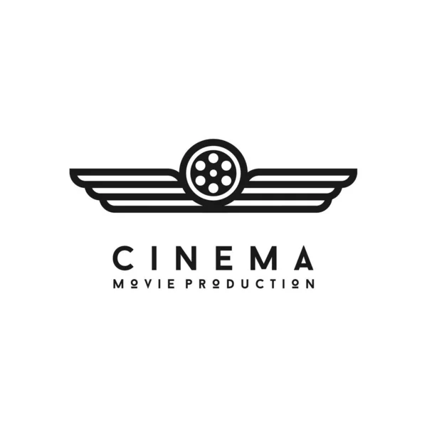 Carrete Alas Película Para Producción Películas Logo Design — Vector de stock