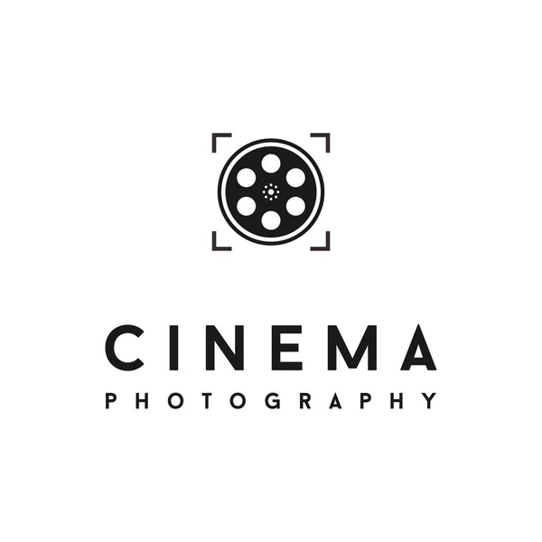 Film Reel Focus Objectif Pour Cinéma Vidéo Photo Logo Design — Image vectorielle