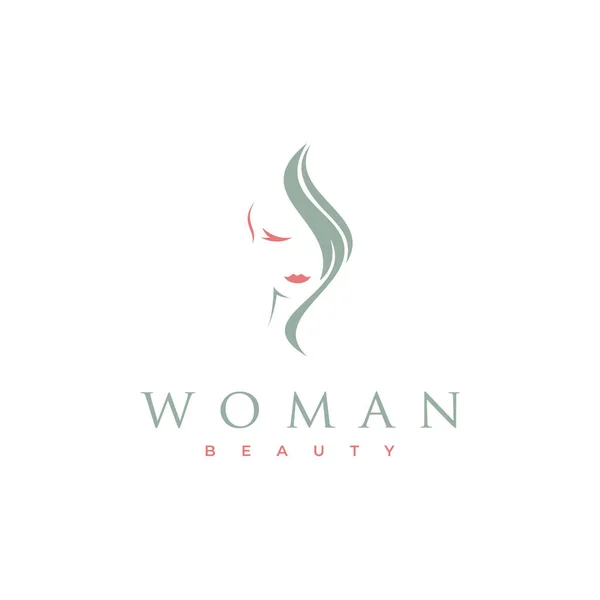 Minimalistická Beauty Žena Vlasy Logo Design Inspirace — Stockový vektor